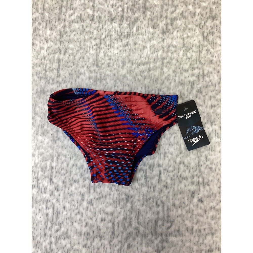 Speedo PowerFLEX Eco Mens Swim Briefs Red White Blue Size 26 7705013985